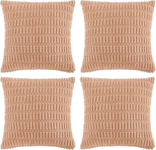 Fancy Homi 4 Packs Decorative Throw Pillow Covers for Living Room Couch Bed, Modern Farmhouse Boho Home Décor Accent Cushion Case, 16" x 16" (Pack of 4), Peach