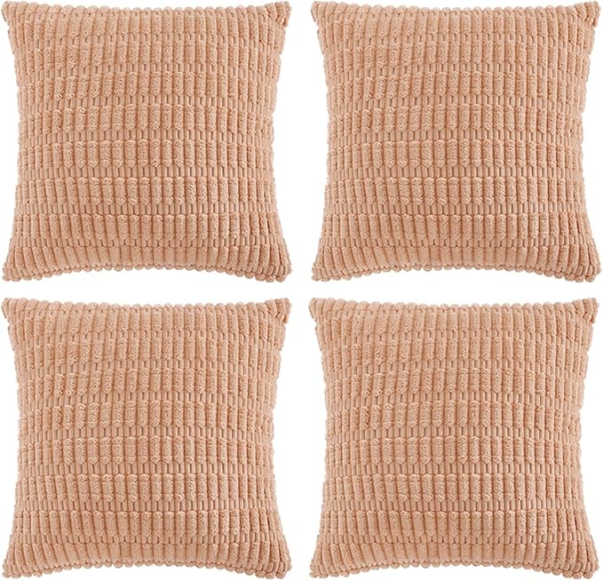 Fancy Homi 4 Packs Decorative Throw Pillow Covers for Living Room Couch Bed, Modern Farmhouse Boho Home Décor Accent Cushion Case, 22" x 22" (Pack of 4), Peach