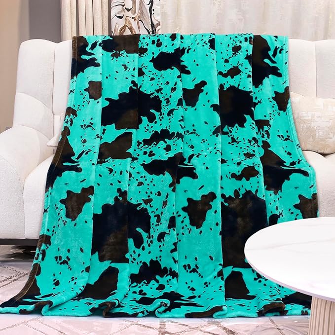 Twin Size Blanket for Bed Couch, Cozy Soft Teal Throw Blanket for Women, Cute Turquoise Fleece Throws for Girls, Graduation Decorations Gift for Her Him School Dorm, 60x80 Inches