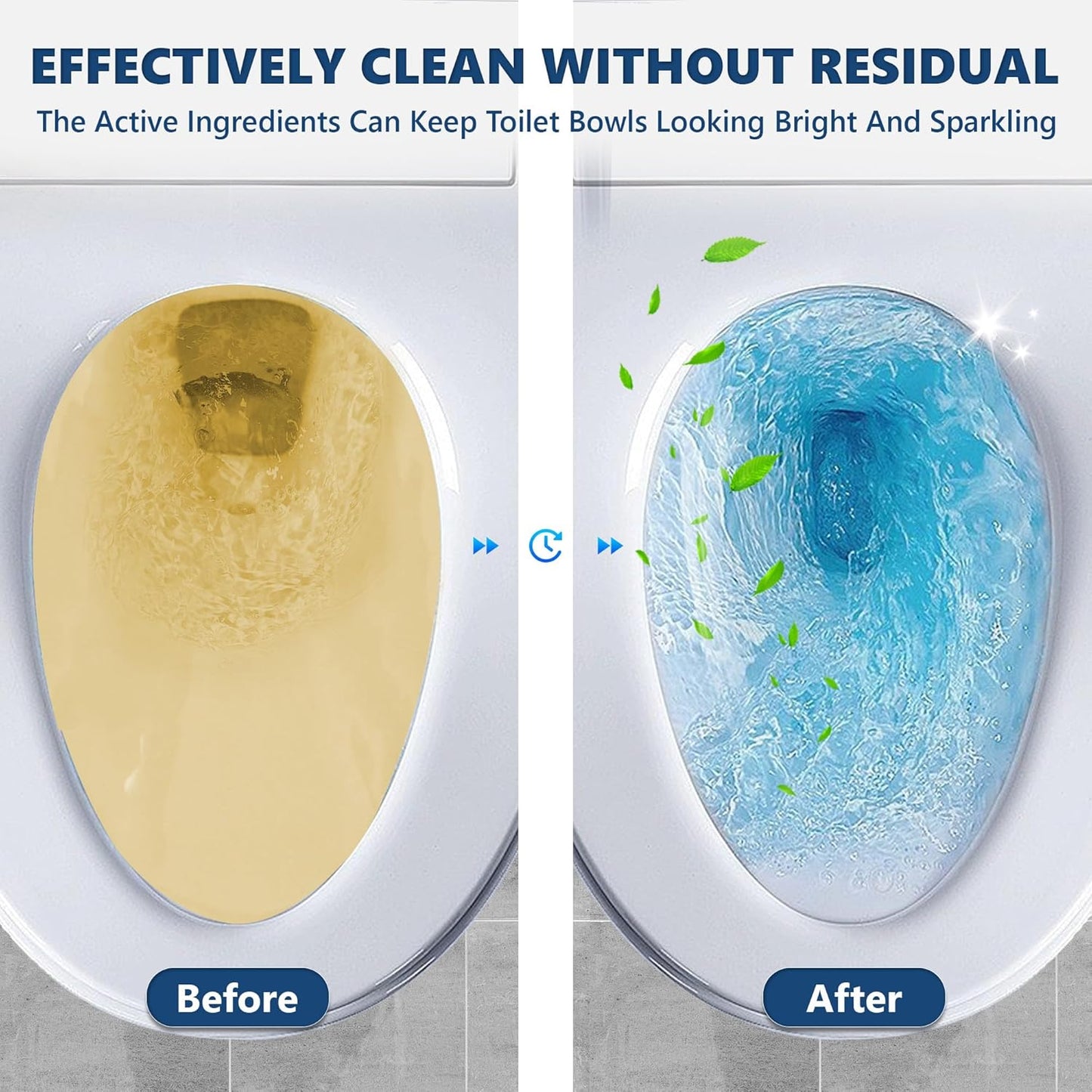 Toilet Bowl Cleaner Bottle, Automatic Toilet Bowl Cleaner Tablets in Bottle, Easy to Use, Long-Lasting Effect Toilet Cleaners Drop in Tank, Blue, 2 Bottles