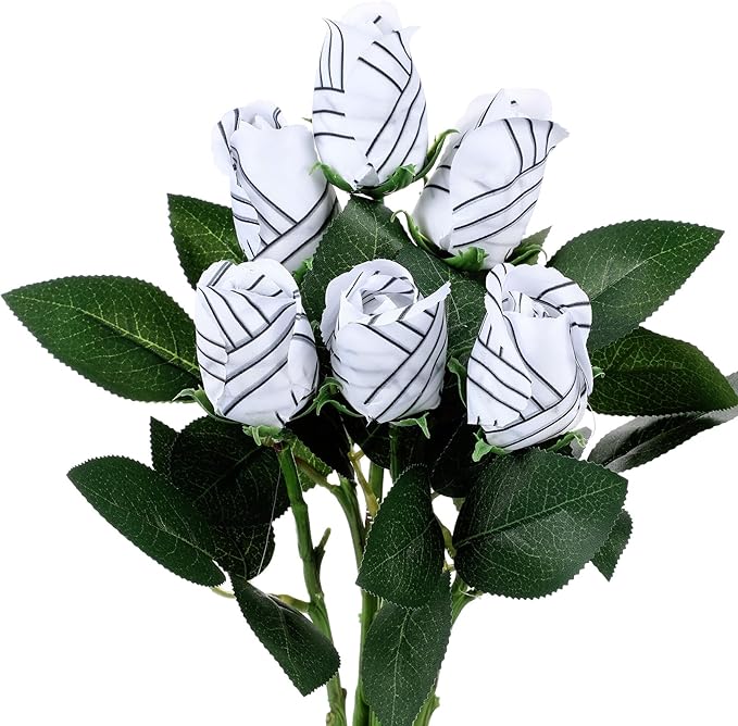 Suhine 6 Pcs Artificial Volleyball Rose Flowers Sports Party Favors Bulk for Birthday Graduation Wedding Party Decoration Table Centerpieces Mom Team Coach Senior Night Gift(Volleyball Color, Normal)