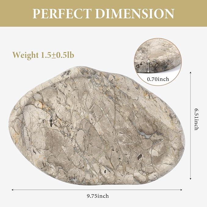 Koville Marble Vanity Tray for Bathroom, Cloud Shape Stone Key Tray | 10" x 7" Marble Storage Trays for Bathroom, Stone Plate Holder for Perfume, Candle and Jewelry (Silver Pearl)
