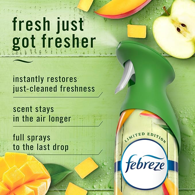 Febreze Air Mist, Air Freshener, Odor Fighting Room Spray, Deodorizer for Home Bathroom Kitchen Office Apartment Classroom, Lilac Sunrise, Summer Peaches, Mango Splash Variety Pack, 8.1oz (Pack of 3)