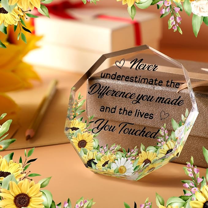 Yinder Thank You Gifts for Women Appreciation Gifts for Coworker Employee Nurse Teacher Leader Boss Inspirational Quotes Acrylic Desk Decor for Home Office Farewell Retirement