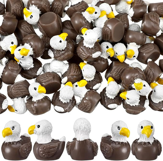 DoubleFill 50 Pcs Bald Eagle Duck Figurine Mini Patriotic Resin Ducks Bald Eagle Patterns Tiny Animals Figurines 250th Anniversary Sculpture Ornament for Home Office Desk Bathroom Kitchen
