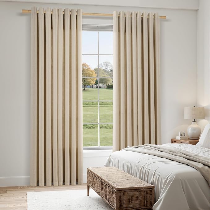 Aersas Taupe Burlywood Grommet Linen Curtains 108 Inches Long for Living Room Bedroom Semi Sheer Light Filtering Neutral Boho Farmhouse 108 Inch Length 2 Panel Set for Large Window 9 Ft