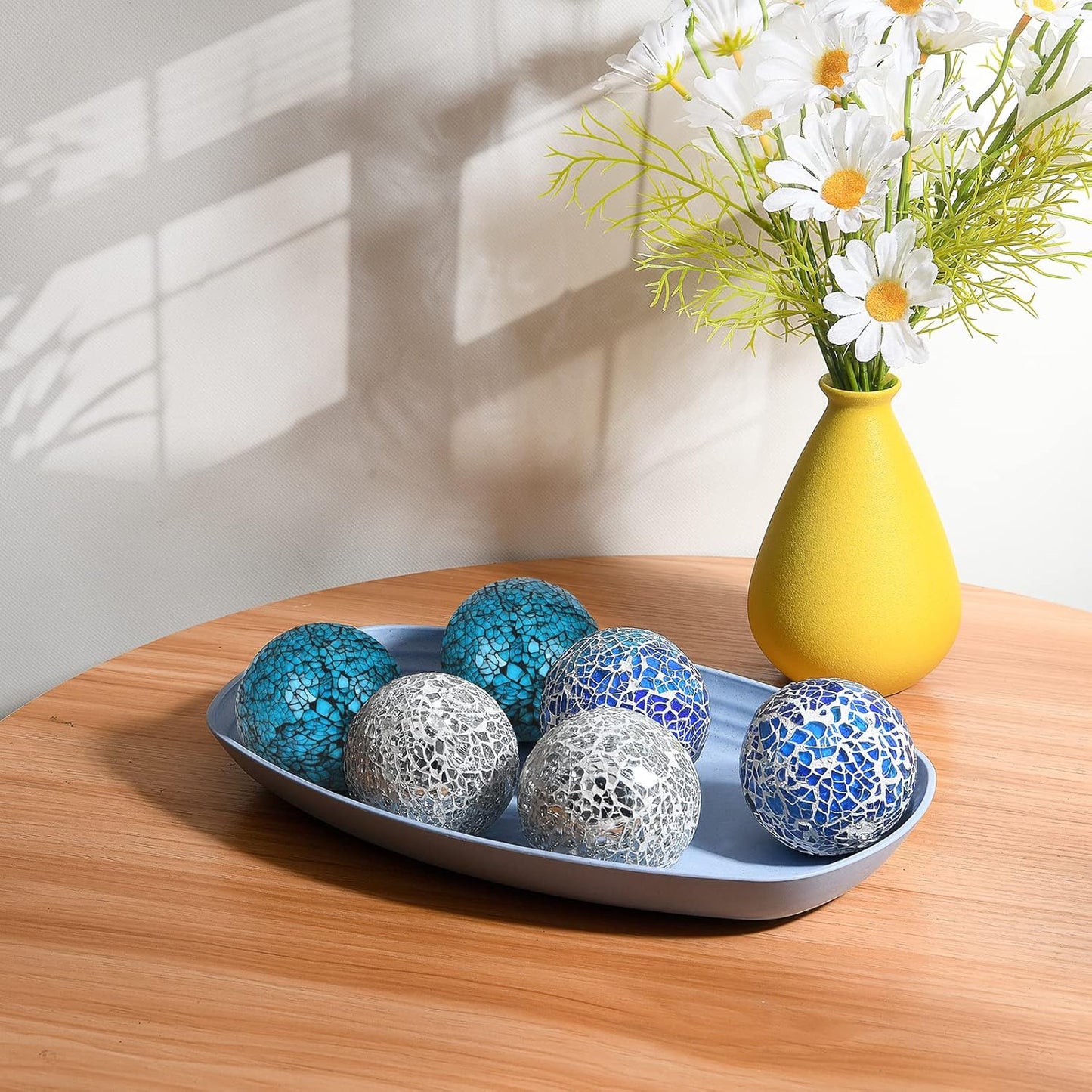 6Pcs Decorative Ball for Bowls, 8cm/3.15inch Mosaic Glass Centerpiece Decoration Balls Mirror Glass Ball Fillers for Home Decor Dining Tables Wedding Party (Mixed Color)