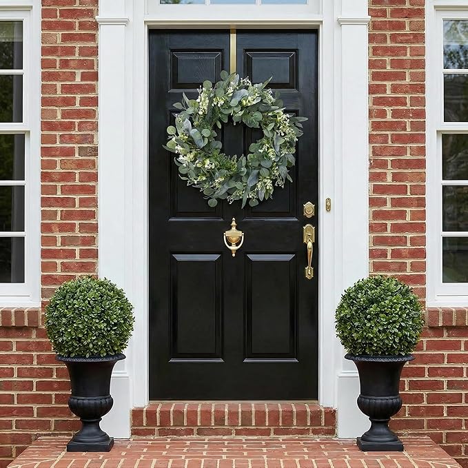 Pinkpum 20'' Eucalyptus Wreath for Front Door Porch Window Green Decor for Home Farmhouse Wall Spring Summer Fall Outdoor Indoor All Seasons