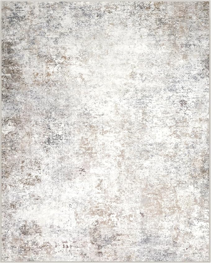 Srugn Washable Rugs 3x5 Area Rugs for Living Room,Bedroom- Non Slip Vintage Entryway Rug for Indoor Entry,Kitchen,Bathroom,Kids Girls Room,Home,Office,Beige Grey