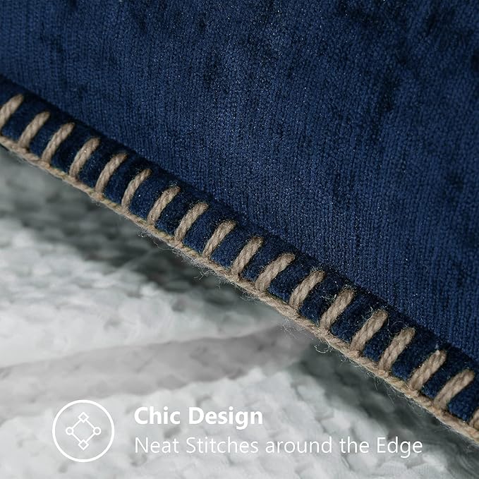decorUhome Chenille Soft Cozy Throw Pillow Covers 22x22 Set of 2, Modern Farmhouse Boho Velvet Decorative Euro Sham Pillow Cases with Stitched Edge for Couch Sofa Bed Home Decor, Poseidon