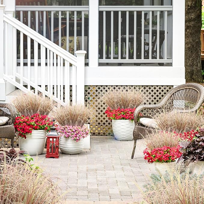 24Pcs Artificial Grass Plants, Faux Shrubs Wheat Grass, Artificial Tall Grass Fake Plants for Outdoor Decor,Artificial Greenery Stems Weed for Room Indoor Home Decor（Light Purple）