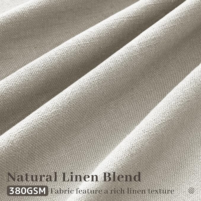 90 Inch Pinch Pleated Curtains for Living Room 2 Panels Rustic Farmhouse Greige Thick Linen Textured Light Filtering Pinch Pleat Drapes Back Tab Semi Sheer Window Curtain 90 Inch Long