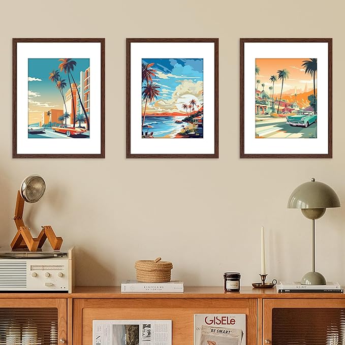 FIXSMITH 12x16 Picture Frame Brown Set of 2, Photo Frame with HD Plexiglass, Display Pictures 8.5x11 with Mat or 11x17 Without Mat, Brown Picture Frames Collage Wall Decor, Gallary Wall Frame