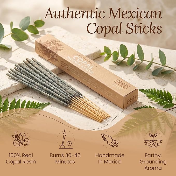 Mexican Copal Incense Sticks, Traditional Sacred Resin, 20 Sticks, White Copal Incense.