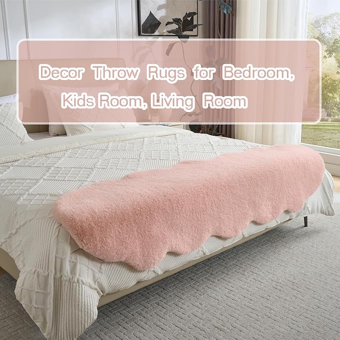 1700GSM Fuzzy Faux Sheepskin Fur Area Rug,Extra Soft Throw Rugs Mat Fluffy Shaggy Fur Rug for Bedroom Living Bedside Rug Room Decor-Pink,2x3ft