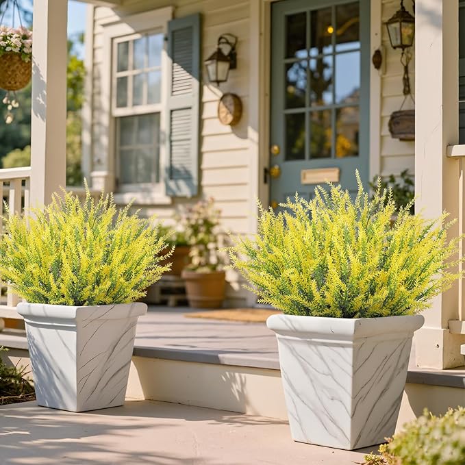 Ouddy Decor 12 Bundles Artificial Lavender Fake Flowers Faux Plastic Plants for Home Wedding Kitchen Garden Patio Window Box Office Table Centerpieces Indoor Outdoor Decor, Yellow
