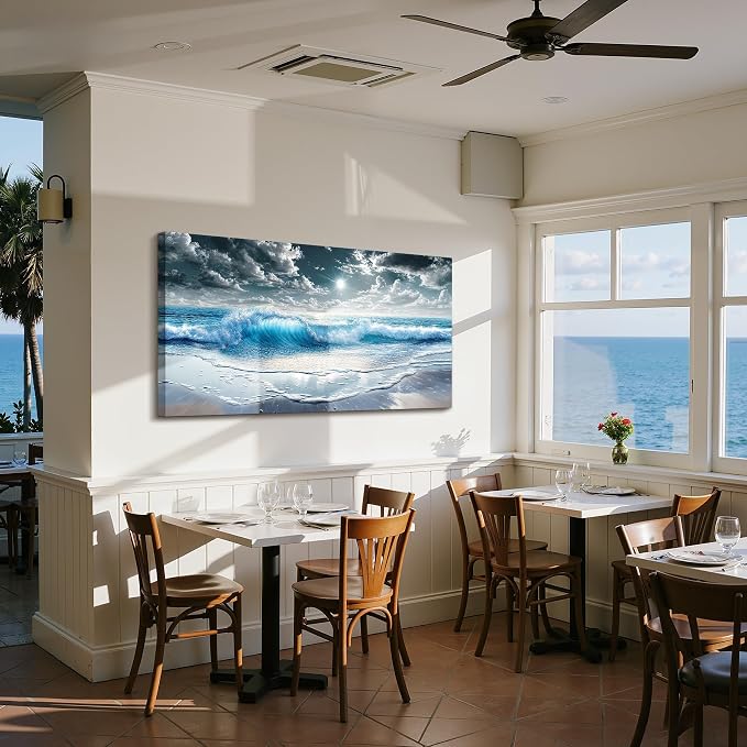 imjiayu Extra Large Wall Art, Beach Wall Decor, Ocean Wall Art for Living Room Bedroom Office Dining Room Home Decor, Coastal Landscape Canvas Paintings, Seascape Pictures Prints Artwork, 29" x 57"