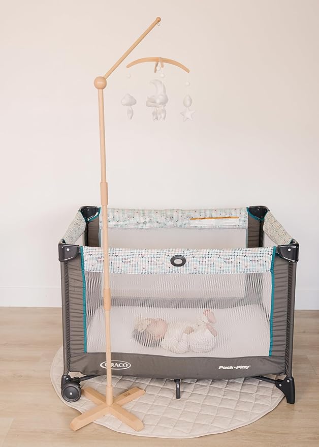Crib Mobile Arm Wooden Floor Stand, Baby Mobile Arm for Crib & Bassinet, Adjustable Height Universal Fit, 100% Natural Beechwood, Hanger Nursery Decor & Gift Accessories (Original) – Sorrel & Fern