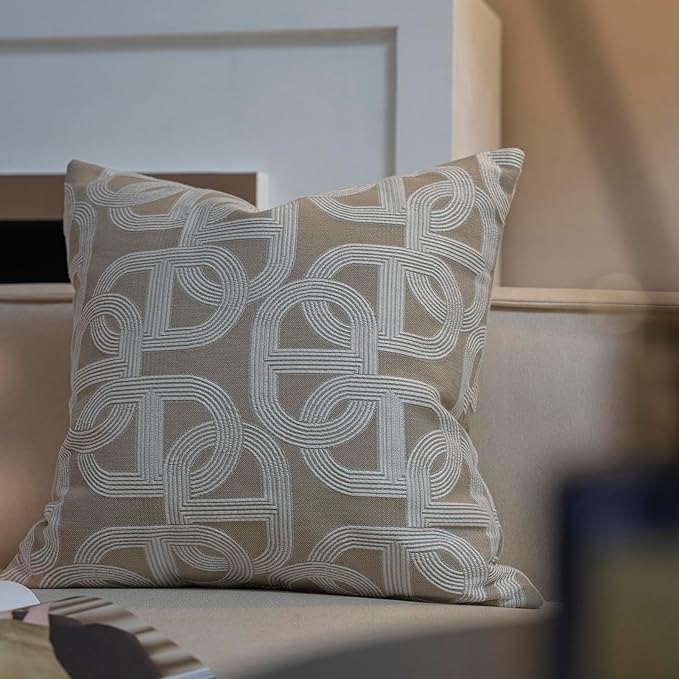 Croker Horse 18x18'' Inches Throw Pillow Cushion Cover - Pig Nose Pattern Chenille Jacquard Embroidery Luxury Modern Style Couch Sofa Pillow for Living Room Bedroom