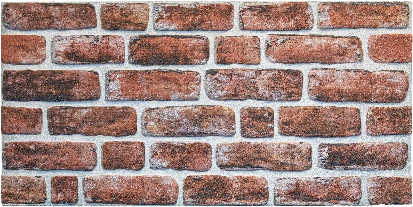 Dundee Deco 3D Wall Panels Faux Brick - Cladding, Mahogany Stone Look Wall Paneling, Styrofoam Facing for Living Room, Kitchen, Bathroom, Balcony, Bedroom, Set of 10, Covers 54 sq ft