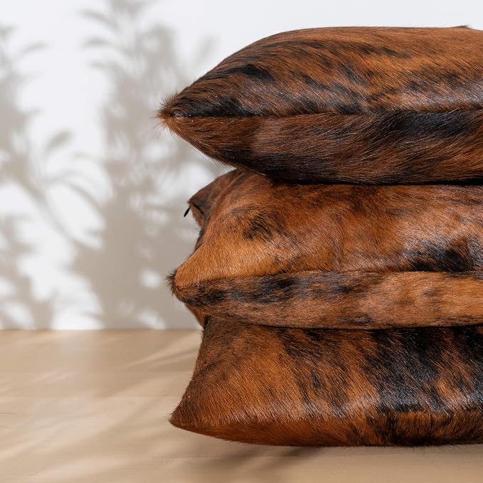 ecowhides 100% Genuine Brazilian Cowhide Pillow Cover – Luxury Leather Decorative Cushion for Rustic & Western Home Décor