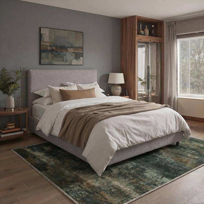 BEIMO Area Rugs 9x12 for Living Room Bedroom, Modern Abstract Machine Washable Rug, Large Soft Low Pile Floor Carpet with Non Slip Backing for Dining Room, Smoky Sage Green