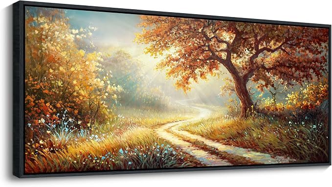 YDYSUNE Extra Large Landscape Canvas Poster Wall Art Vintage Countryside Field Path Scenery Picture Print Wall Decor Retro Painting Artwork for Modern Home Bedroom Office 70x31inch
