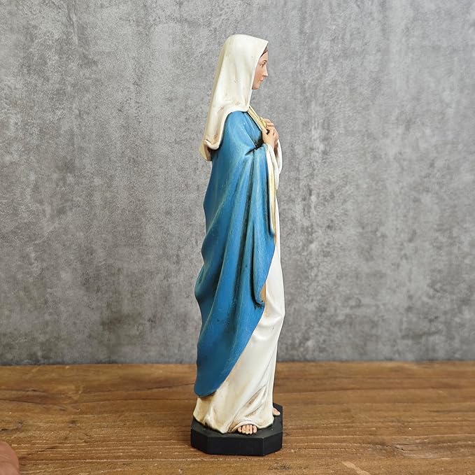 BC Catholic Immaculate Heart of Mary Figure, 6" H Blessed Holy Mother Virgin Mary Statue for Home, Religious Gifts to Mom，Devout Home Decor Classical Renaissance Sculpture Handpainted by Buildclassic