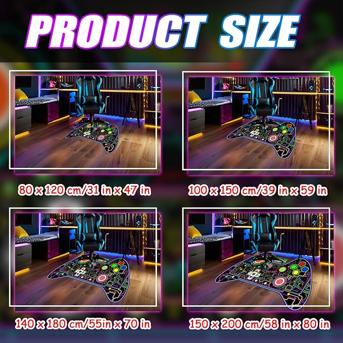 Video Game Shaped Carpet Rug - Gamepad Shaped Area Rug for Boys Bedroom Gaming Themed Area Rugs Kids Boys Gaming Room Decor, 4.5x6 Feet