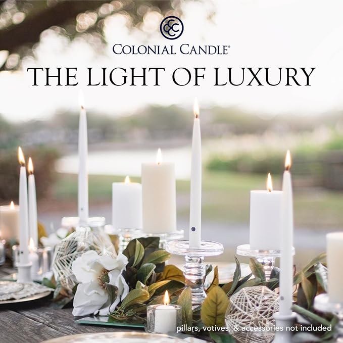 Colonial Candle Unscented Taper Candle, Classic Collection, Indigo, 10 In, Pack of 12 - Up to 8 Hours Burn