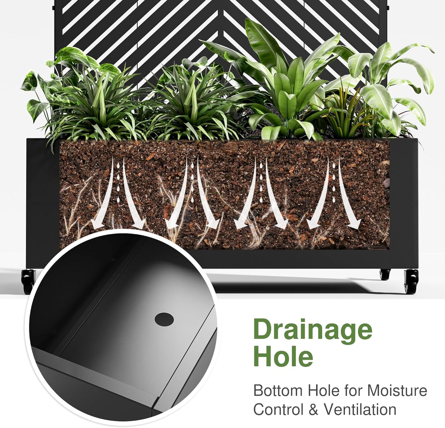 Casaphoria Metal Raised Garden Bed with Trellis and Wheels, 72"x47"x16" Arched Planter Box for Climbing Plants, Vegetables & Vines, Features Drainage Holes and Privacy Screen (Black-Parallel)