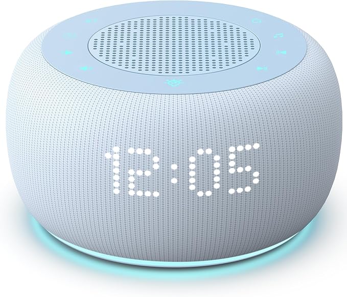 Buffbee Pro 2nd Gen – Upgraded to Rechargeable Battery | 3-in-1 Portable White Noise Sound Machine, Alarm Clock & Bluetooth Speaker for Sleep, Travel & Bedroom (Cloud Blue)