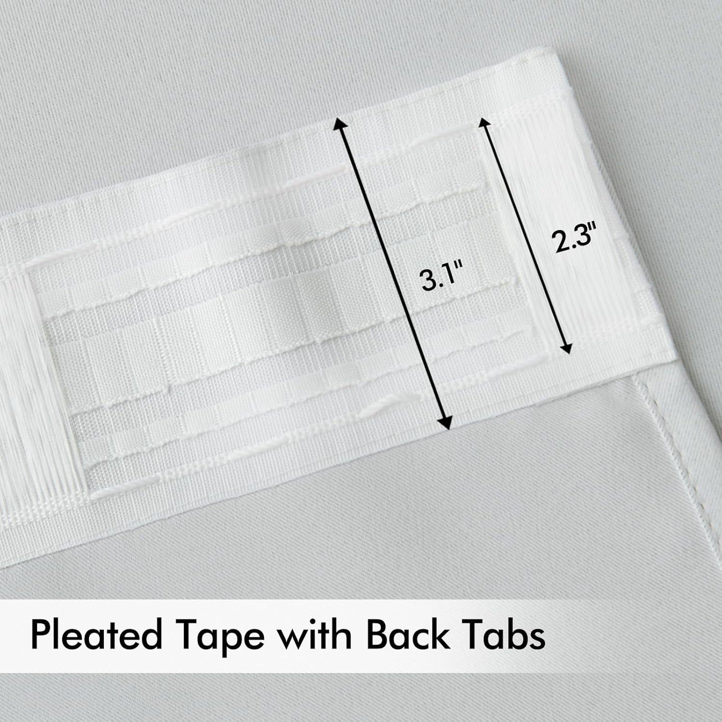 MIULEE Back Tab Light Blocking Curtains 96 Inch Long 2 Panels Set for Living Room Bedroom, Greyish White Rod Pocket/Pinch Pleated Thermal Insulated Room Darkening Floor to Ceiling Blackout Drapes