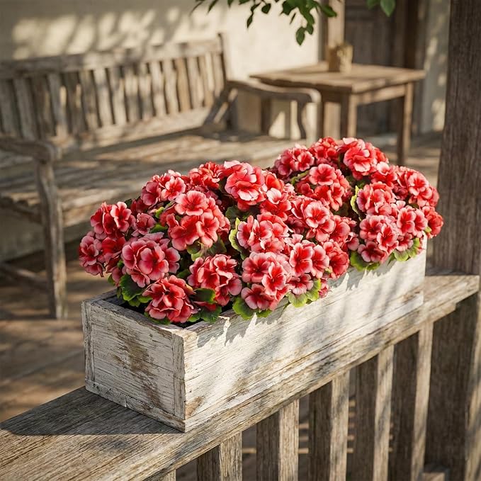 lovemoon 8 Pcs Artificial Geranium Plant Realistic Silk Flowers for Outside UV Resistant Faux Geraniums Flowers for Indoor Outdoor Home Garden Office Decoration (8, Peach)