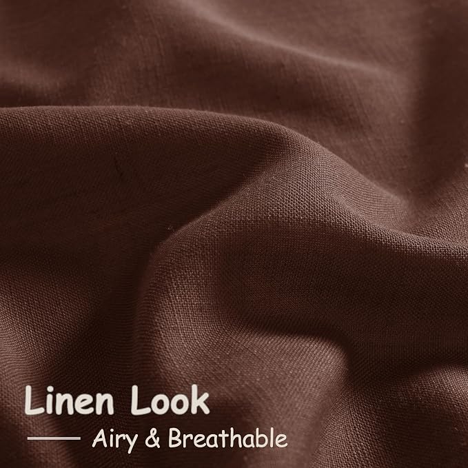 Extra Long Rustic Brown Linen Curtains 120 Inch for Living Room 2 Panels Set Rod Pocket Back Tab Light Filtering Semi Sheer Linen Window Drapes Privacy High Ceiling Drapes for Farmhouse 52x120