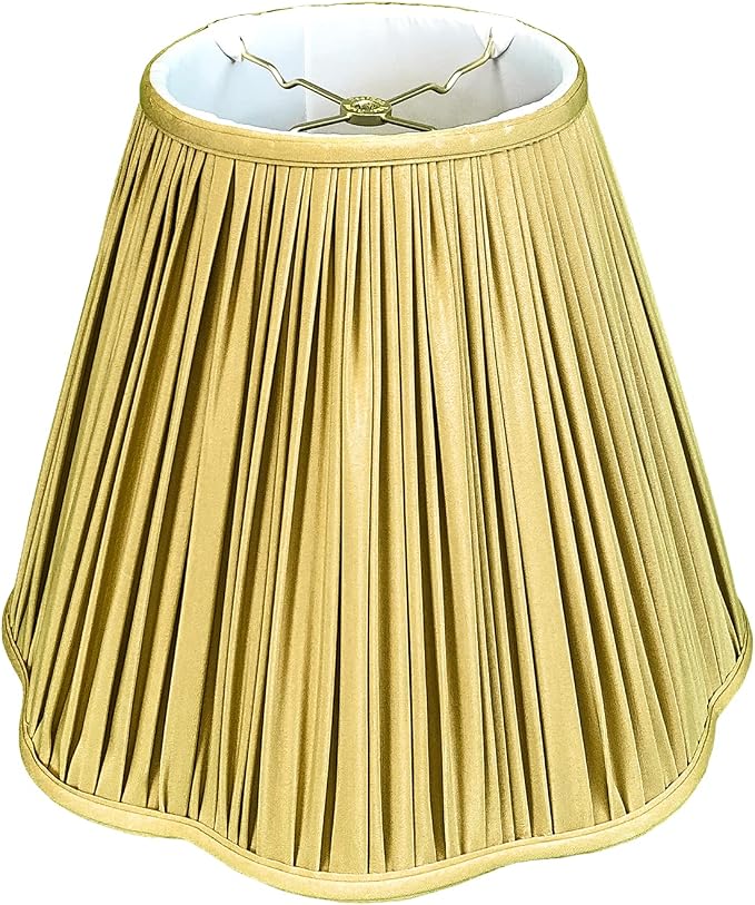Royal Designs, Inc. BS-754-16AGL Bottom Scallop Gather Pleat Basic Lamp Shade, 8 x 16 x 13, Antique Gold