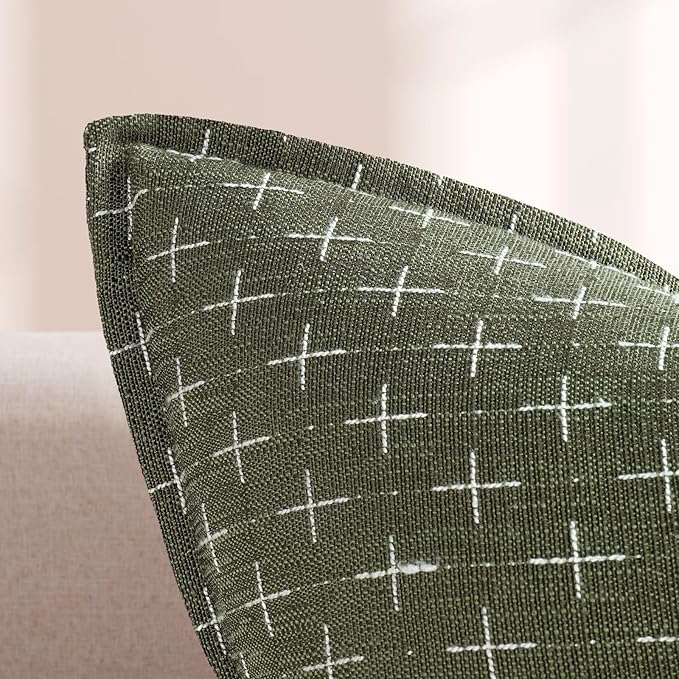 ZWJD Pillow Covers 18x18 Set of 2 Soft Polyester Textured Pillow Covers with Stylish Flange Edge Cozy Farmhouse Throw Pillows for Couch Bed Sofa Living Room