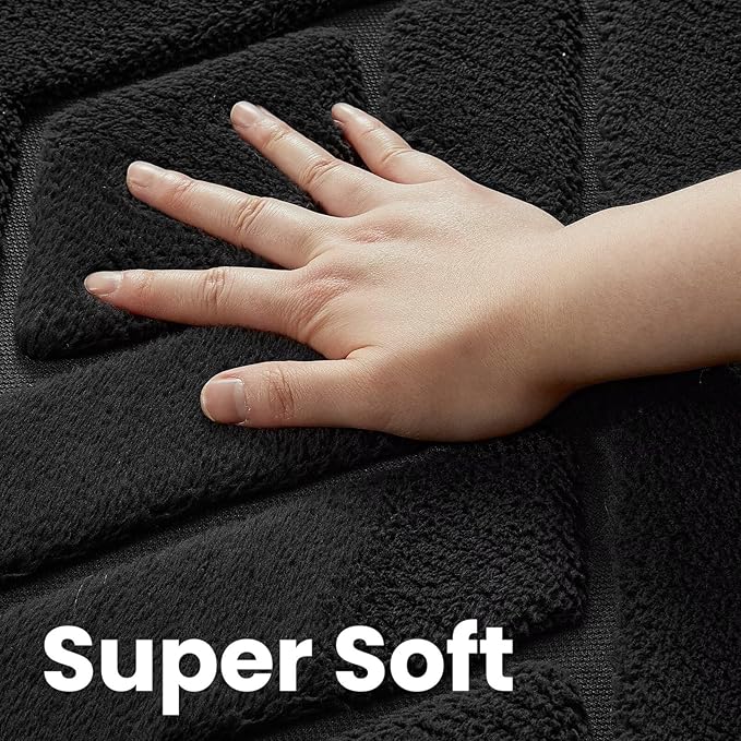 Macgace Ultra Soft Black Area Rug for Living Room, 5x7 Modern Geometric Shag Rugs with Nonslip Backing for Bedroom, Washable Fuzzy Carpet for Cozy Kids Room Nursery