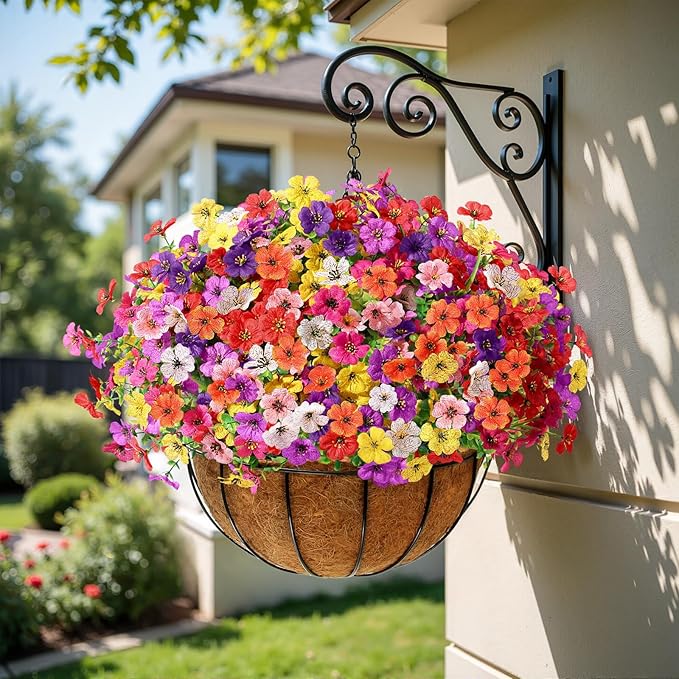 Alupssuc 24 Bundles Artificial Flowers for Outdoors Decoration, UV Resistant Silk Faux Daisy Flora Spring Fake Plastic Plants Greenery for Outside Indoor Yard Home Porch Window Box Decor, Mix 8 Colors