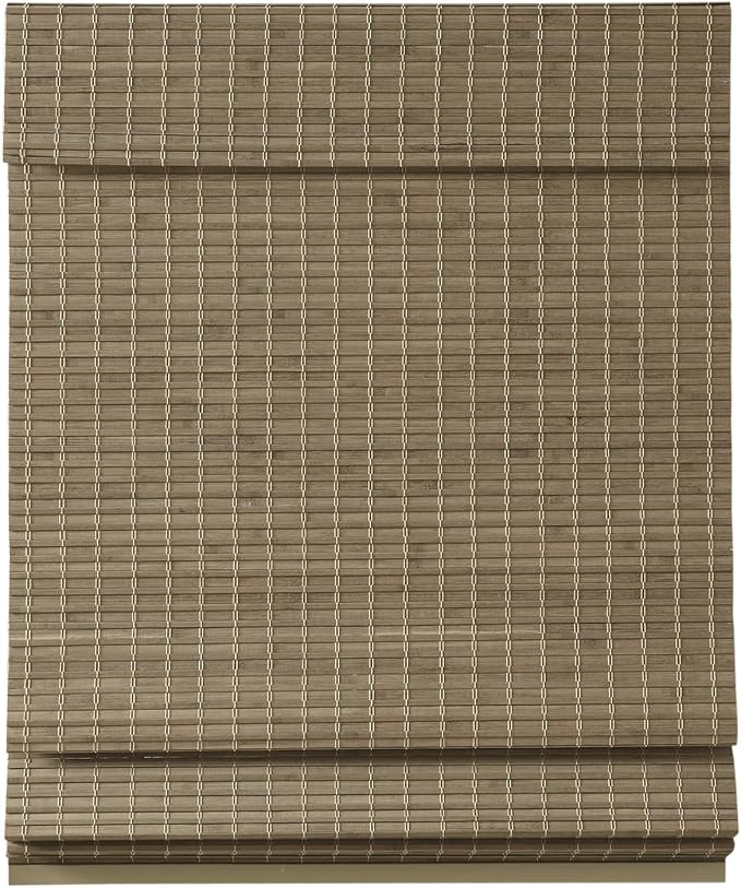 Madison Park Eastfield 100% Bamboo Cordless Roman Shades-Woven Wooden Privacy Panel, Light Filtering Easy Installation Window Blind Treatment, Bedroom, Living Room Decor, 33" W x 64" L, Natural Ash