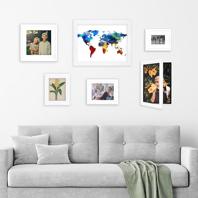 Dynamic Frames Li’l Davinci Art Cabinet, Stores up to 50 Pieces of 12 x 18 inch Art, Outer Wooden Frame Dimensions 14.75 x 20.75 inches, Kids Art Frame, Front Opening, Universal Hanging, White