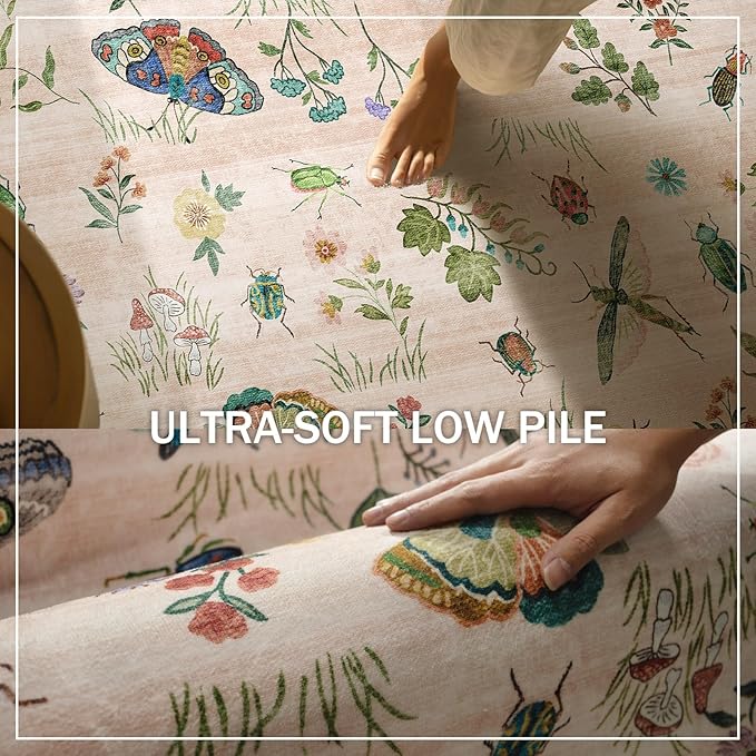 Machine Washable Rugs for Living Room: 5x7 Area Rugs Stain Resistant Non Slip Low Pile Soft Lightweight Carpet Rugs for Bedroom Kitchen Dining Room Nursery Kids Room Farmhouse