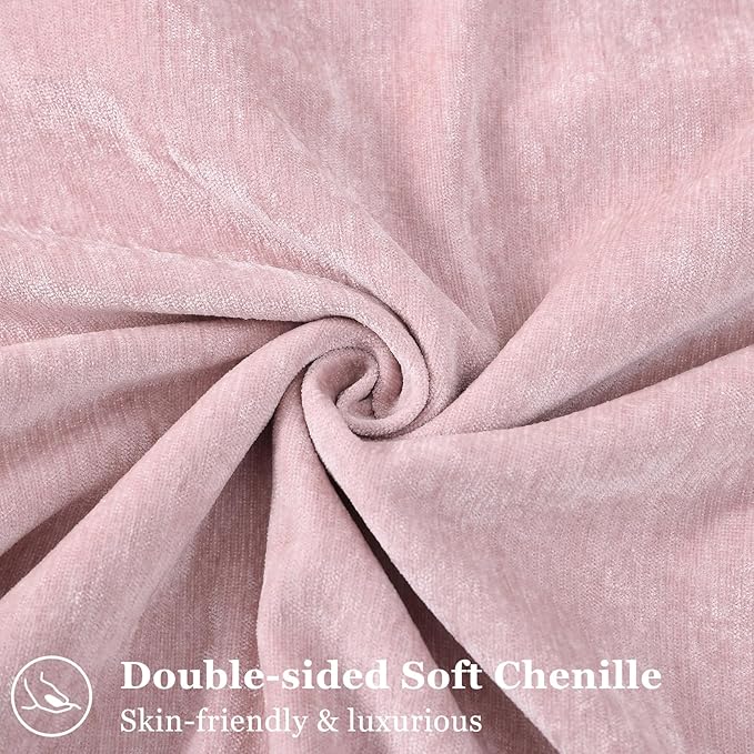 decorUhome Summer Couch Throw Pillow Covers 20x20 Set of 2, Decorative Soft Velvet Modern Cozy Chenille Pillow Cases with Elegant Design for Sofa Bed Living Room Home Decor, Blush Pink