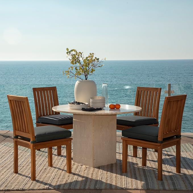Arden 19 x 19 Luxury Foam Outdoor Double Welted Dining Seat Cushion, Made with PROFOAM, Performance Fabric, Rain-Proof, Fade Resistant, Heathered Charcoal Woven Solid
