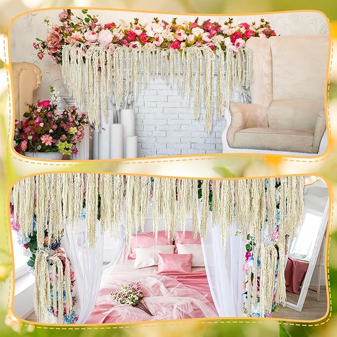 Suncalla 24 Pcs White Spring Natural Dried Amaranthus Hanging Flowers Amaranthus Artificial Flowers for Wedding Arch Bouquet Floral Garland Wall Home Decoration (23 Inch)