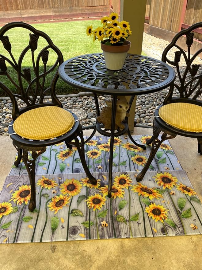 Round Stool Chair Cushions for Kitchen Dining Seat Pads with Ties 4 Pack Non Slip Cushions Pad for High Stool Chairs Bistro Bar Seat 13 Inch, Yellow Grim