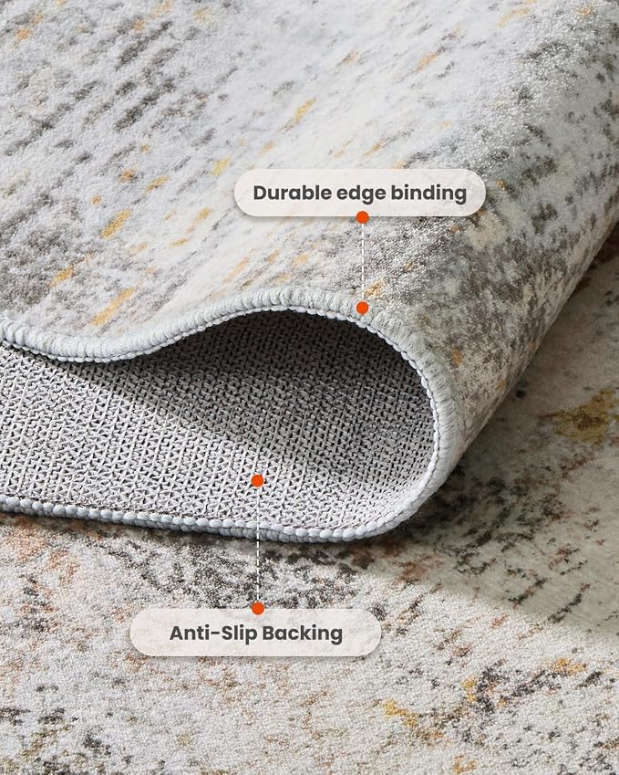 AMADA HOMEFURNISHING 10x14 Area Rugs for Living Room, Modern Large Area Rugs with Non-Slip Backing & Low Pile, Neutral Soft Washable Rug for Large Bedroom Dining Room Nursery Office, Beige