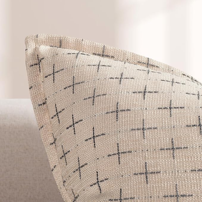 ZWJD 12x20 Pillow Covers Set of 2 Soft Polyester Textured Pillow Covers with Stylish Flange Edge Cozy Farmhouse Throw Pillows for Couch Bed Sofa Living Room