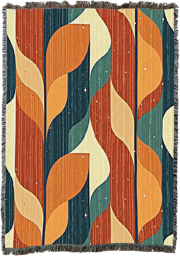 Pure Country Weavers Organic Shapes Blanket - Mid Century Modern - Gift Tapestry Throw Woven from Cotton - Made in The USA (50X60)