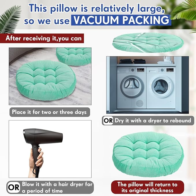 Jerify 4 Pcs Floor Pillow Cushions Large Round Square Large Meditation Floor Pillow for Classroom Adult Meditation Picnic Party Seating Learning Daycare School (Round,Colorful)